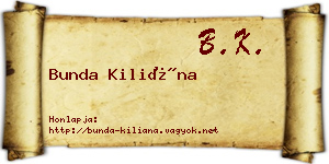 Bunda Kiliána névjegykártya